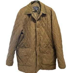 Grant Thomas Quilted Barn Jacket Mens Large Corduroy Collar Heritage Olive Green